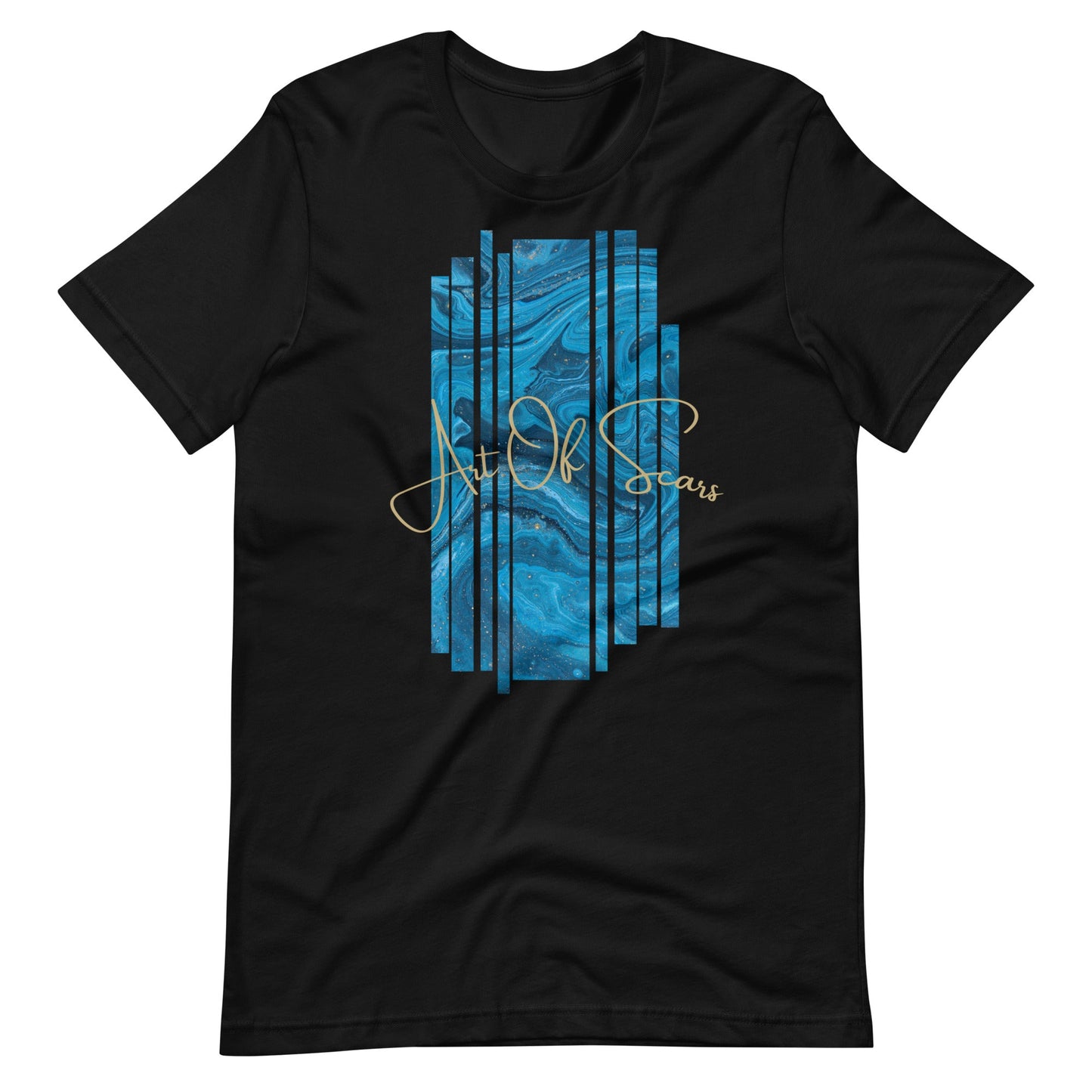 Blue Abstract Art Striped Frame (Black T-Shirt Design) by Art of Scars - Viral HD Shop