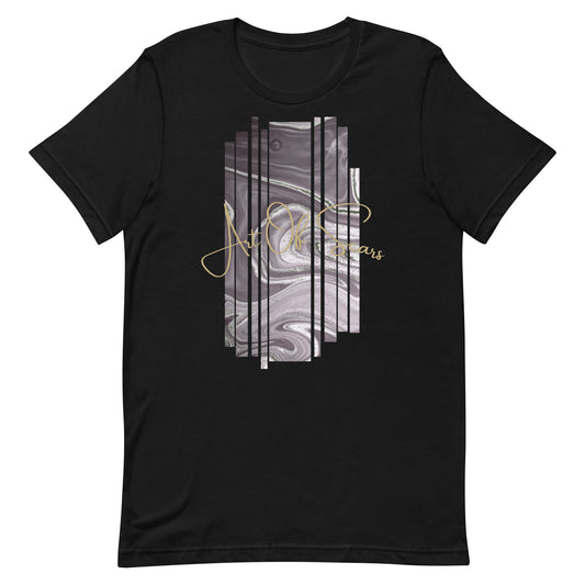 Grey Abstract Line Art Framed (Black T-Shirt Design) by Art of Scars