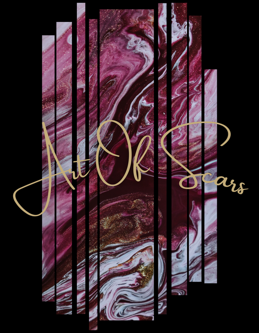 Red Abstract Line Art Framed (Black T-Shirt Design) by Art of Scars