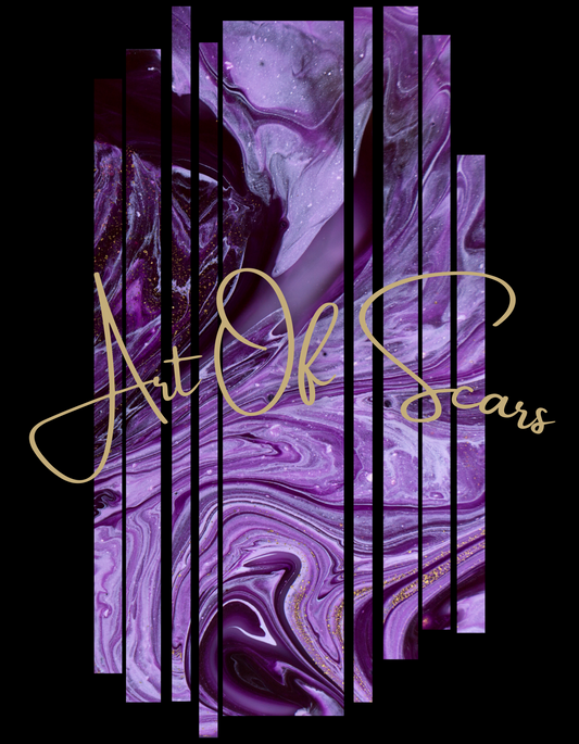 Purple Abstract Line Art Framed (Black T-Shirt Design) by Art of Scars