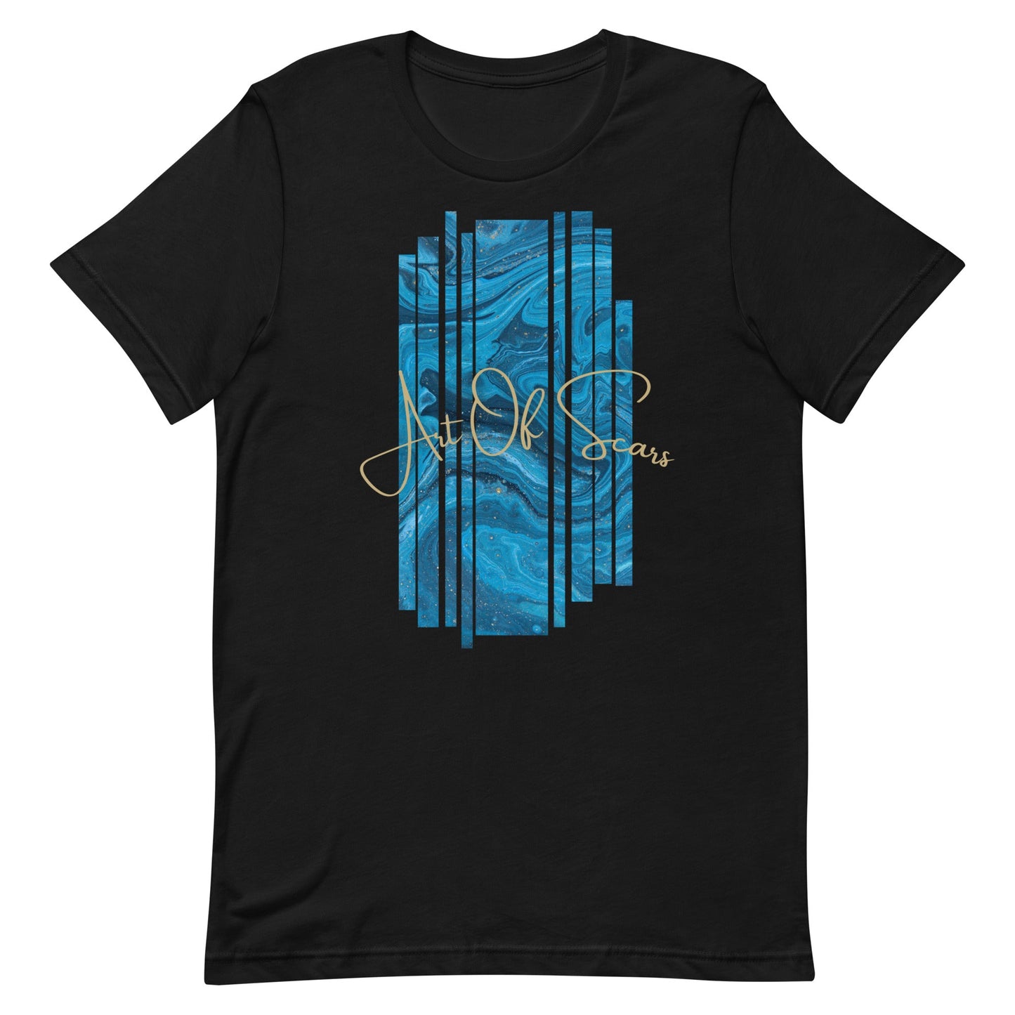 Blue Abstract Art Striped Frame (Black T-Shirt Design) by Art of Scars - Viral HD Shop