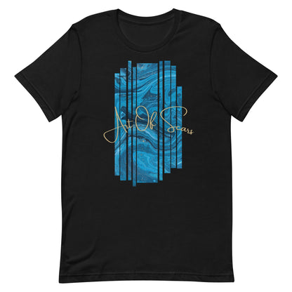 Blue Abstract Art Striped Frame (Black T-Shirt Design) by Art of Scars - Viral HD Shop