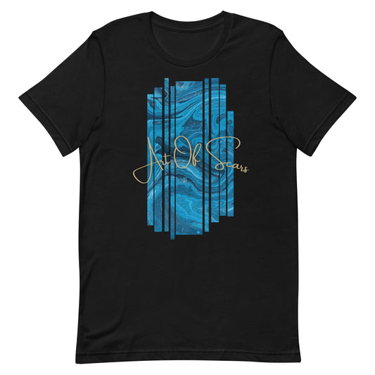 Blue Abstract Art Striped Frame (Black T-Shirt Design) by Art of Scars - Viral HD Shop