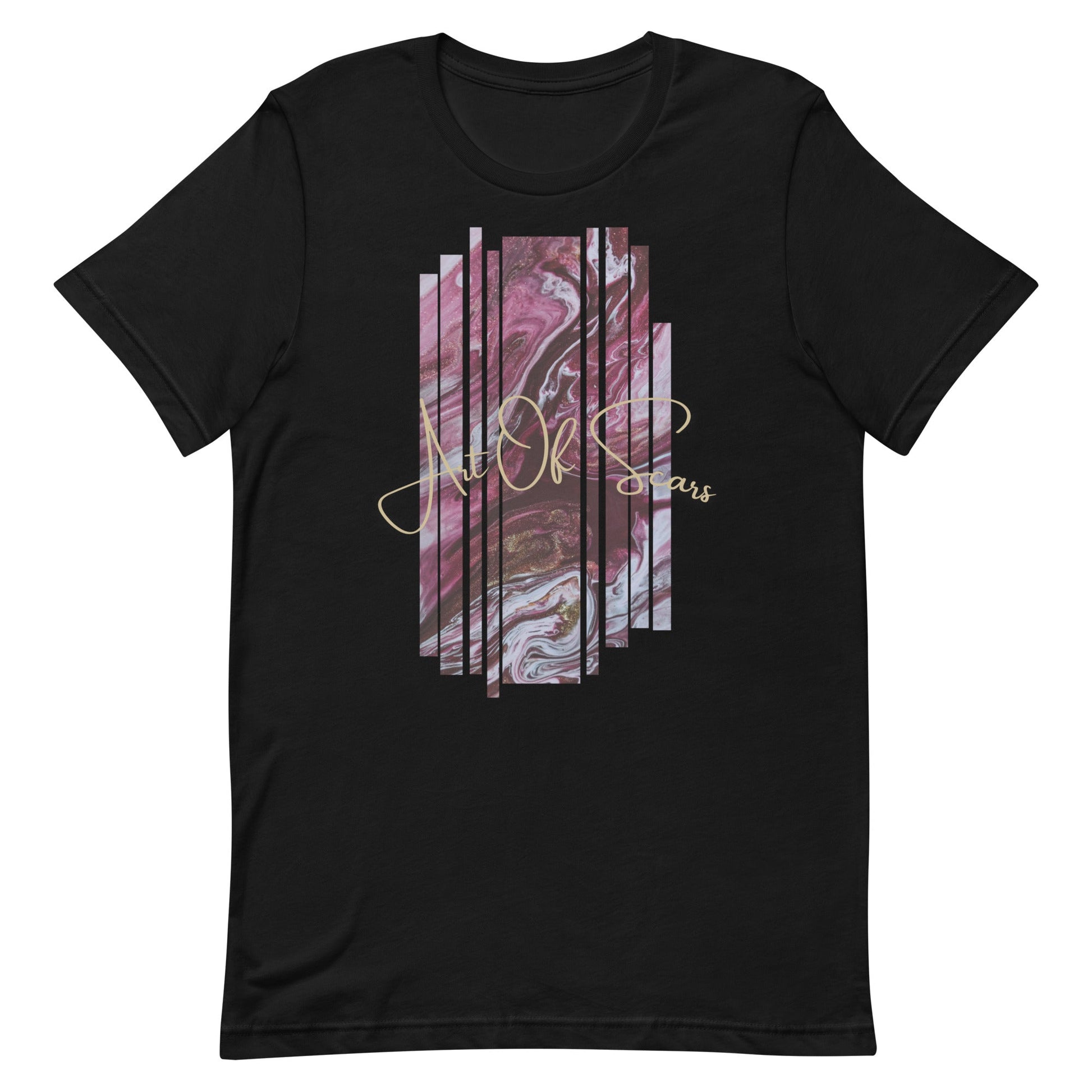 Red Abstract Line Art Framed (Black T-Shirt Design) by Art of Scars - Viral HD Shop