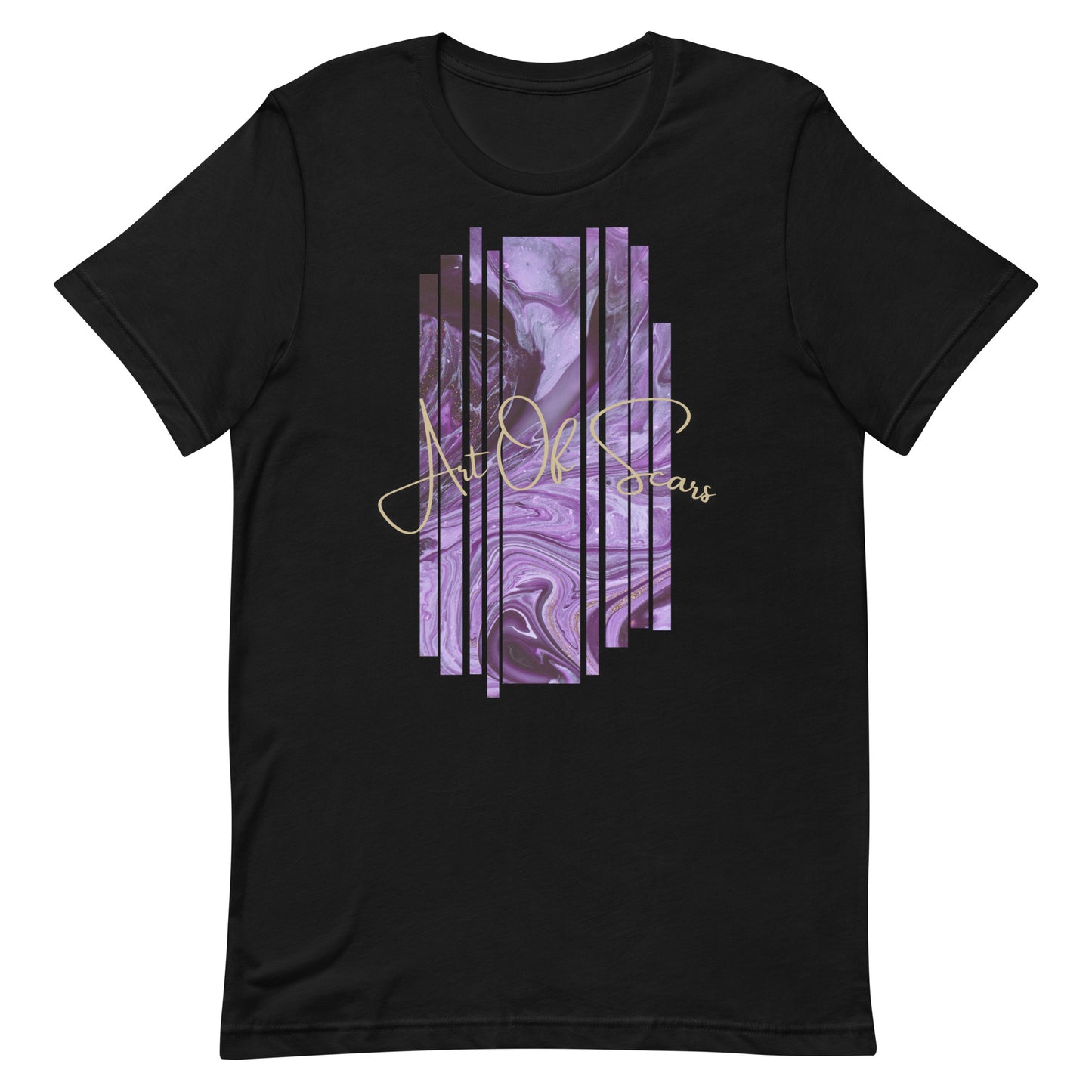 Purple Abstract Line Art Framed (Black T-Shirt Design) by Art of Scars