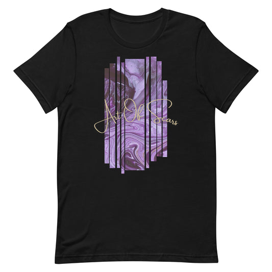 Purple Abstract Line Art Framed (Black T-Shirt Design) by Art of Scars