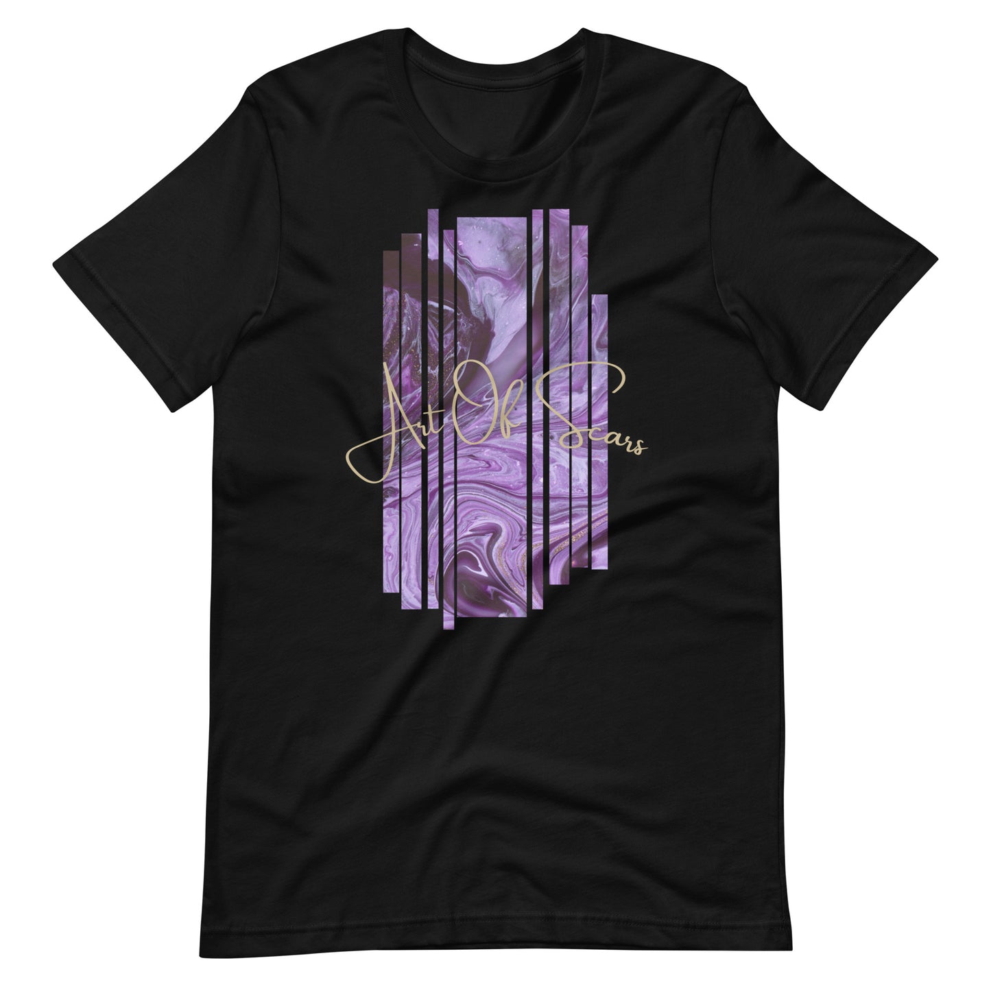 Purple Abstract Line Art Framed (Black T-Shirt Design) by Art of Scars